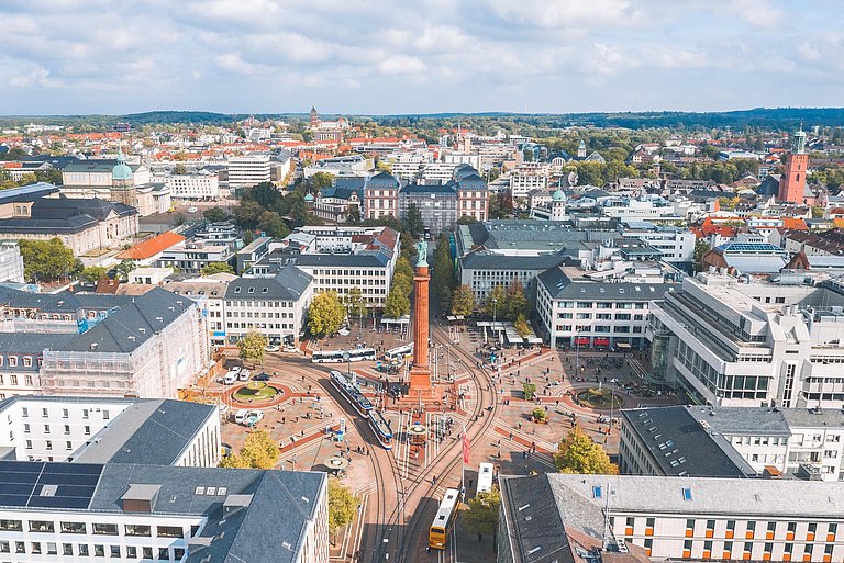 Luftbild des Luisenplatzes in Darmstadt